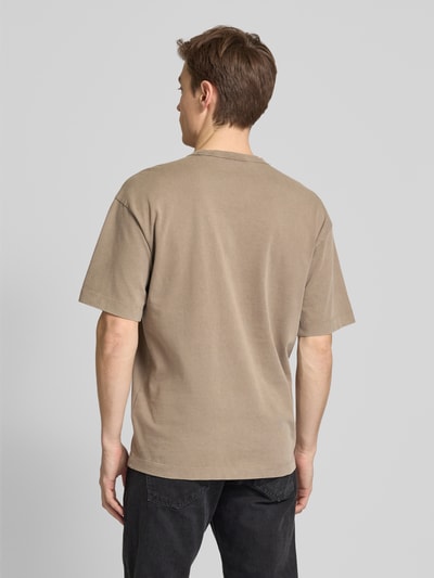 HUGO T-shirt met labelprint, model 'Docku' Lichtbruin - 5