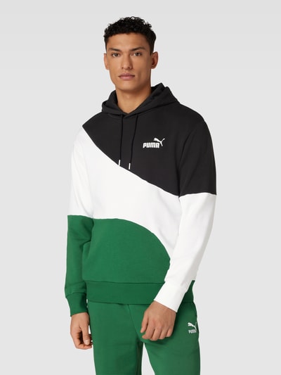 PUMA PERFORMANCE Hoodie in colour-blocking-design, model 'PUMA POWER Cat' Groen - 4