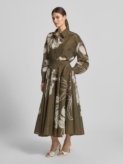 Essentiel Antwerp Bluzka koszulowa o kroju oversized z kołnierzykiem koszulowym model 'JORANGE' Oliwkowy 1