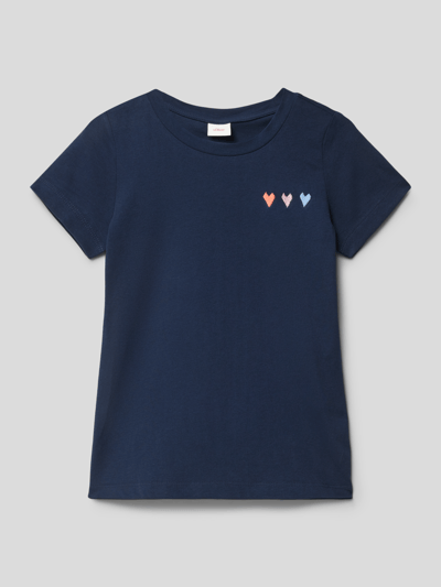 s.Oliver RED LABEL T-shirt met motiefstitching Bleu - 1