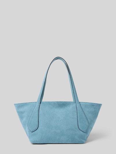 Produktfoto, Handtasche in Flecht-Optik Modell 'Carina' von Abro in Hellblau, mittlere Größe, glatte Textur, Reißverschluss, abnehmbarer Schulterriemen, Maße laut Produktbeschreibung.