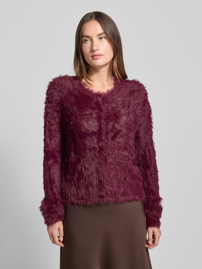 Vero Moda Regular Fit Strickjacke in Kunstfell-Optik Modell 'FLUFFY' Bordeaux 4