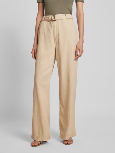 Mango Wide Leg Hose mit Gürtel Modell 'LEA' Beige 4