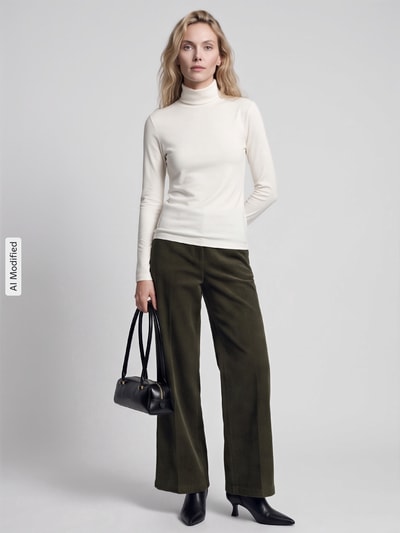 CAMBIO Relaxed Fit Cordhose seitliche Eingrifftaschen Modell 'ALEXIS' Oliv 1
