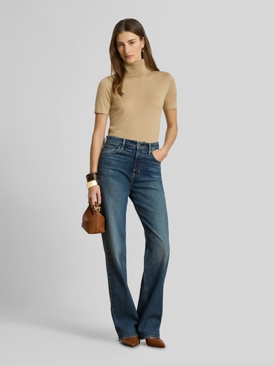 Lauren Ralph Lauren t-shirt o kroju slim fit z dodatkiem jedwabiu model 'RESEDA' Camel 1
