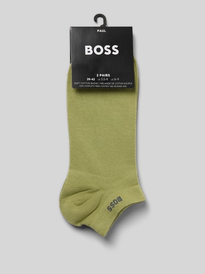 Produktfoto, Sneaker-Socken aus Baumwoll-Mix im 2er-Pack Modell '2P AS UNI CC' von BOSS, unifarbenes Hellgrün, feiner Strick, Label Print am Bund, elastischer Abschluss, für Herren