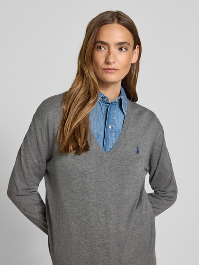 Polo Ralph Lauren Gebreide pullover met logostitching en V-hals Middengrijs - 3