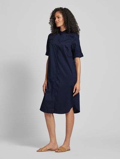 Christian Berg Woman Selection Midi-jurk met opstaande kraag Marineblauw - 1