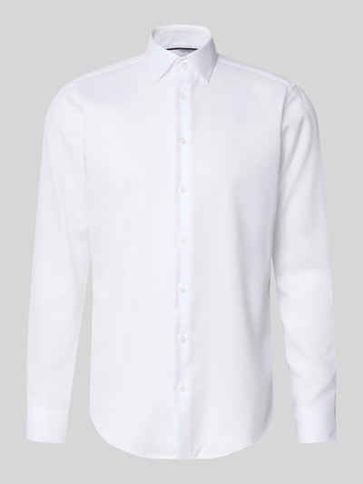 Christian Berg Men Regular Fit Business-Hemd mit Strukturmuster und Kentkragen Weiss 1