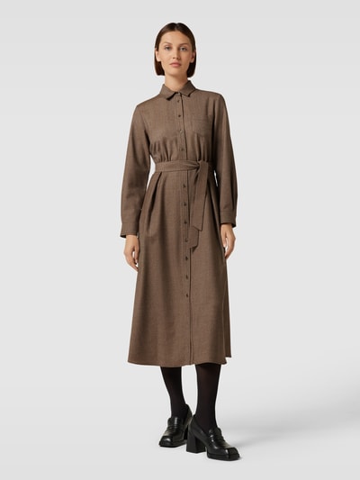 Weekend Max Mara Hemdblusenkleid mit Bindegürtel Modell 'AURONZO' Cognac Melange 4