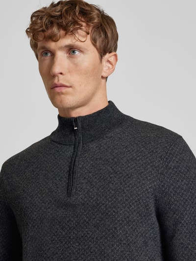 BOSS Gebreide pullover met labeldetail, model 'Eltorino' Zwart - 3