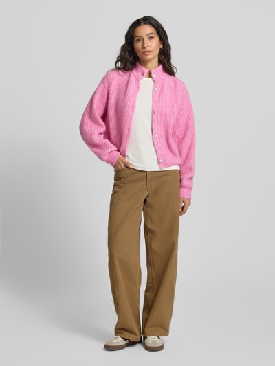 American Vintage Gebreid jack met alpaca en linnen Roze - 1