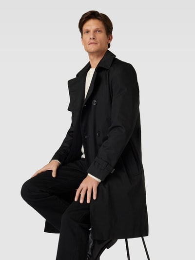 HUGO Mantel mit Taillengürtel Modell 'Maluks' Black 3