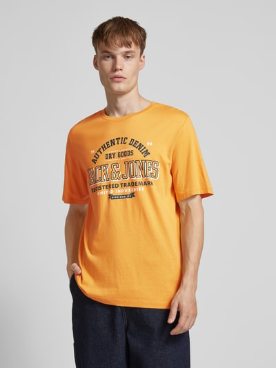 Jack & Jones T-shirt met labelprint, model 'ELOGO' Goud gemêleerd - 4