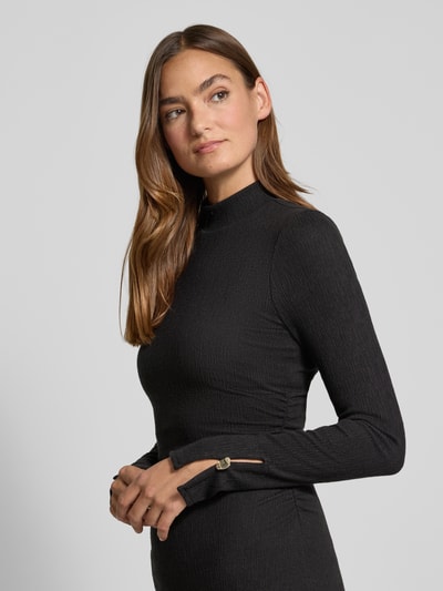 Guess Slim fit jurk met opstaande kraag, model 'Alessa' Zwart - 3