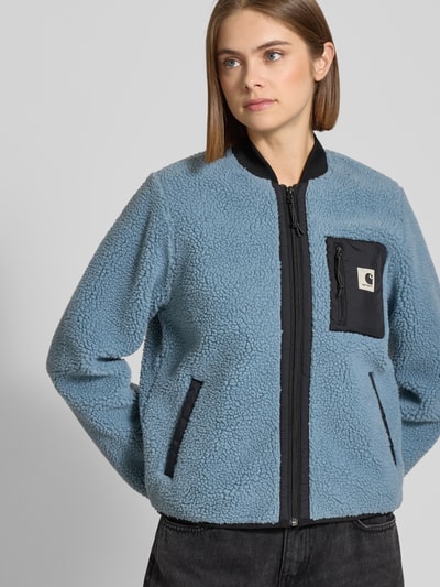 Carhartt Work In Progress Fleecejacke im Allover-Look mit Reißverschluss Modell 'Janet' Blau 3