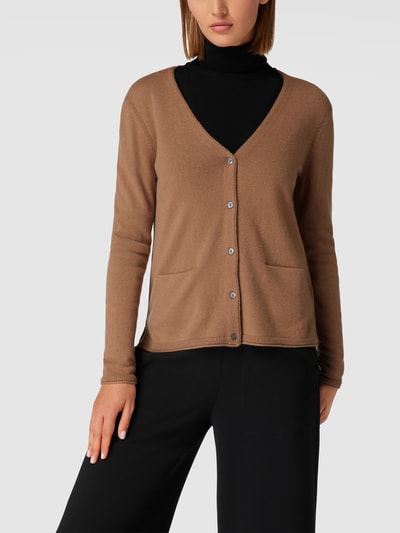 Christian Berg Woman Cardigan van kasjmier met steekzakken Middenbruin - 4