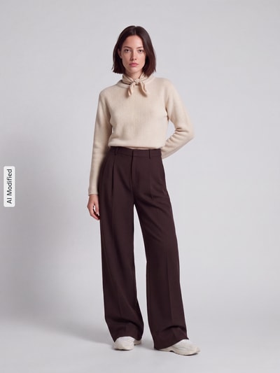 ONLY Regular Fit Weite Hose mit Viskose-Anteil Modell 'SONJA' Schoko 1