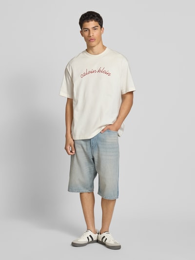 Calvin Klein Jeans T-Shirt mit Label-Stitching Offwhite 1
