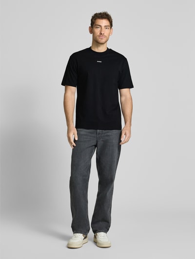 HUGO T-shirt met labelprint, model 'Dapolino' Zwart - 1