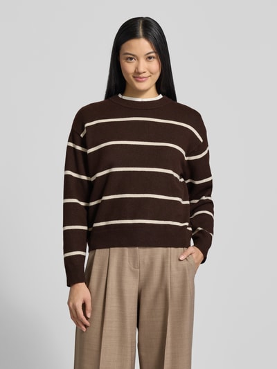 MANGO Strickpullover mit Rundhalsausschnitt Modell 'MARINA' Dunkelbraun 4