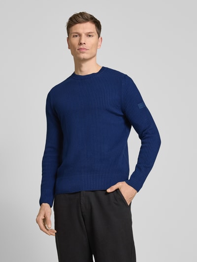 Marc O'Polo Regular Fit Strickpullover aus reiner Baumwolle mit markanter Rippstruktur Royal 4