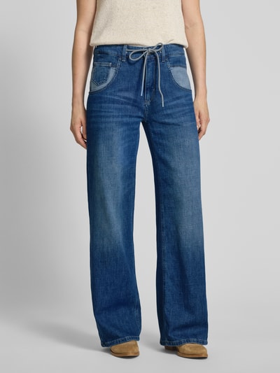 MAC Jeansy z szerokimi nogawkami i tunelem Ciemnoniebieski 4