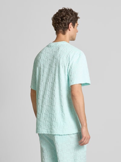 KARL KANI T-shirt met geribde ronde hals Oceaanblauw - 5