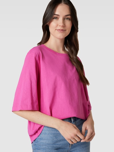 Jake*s Casual T-Shirt mit geripptem Rundhalsausschnitt Rosa 3