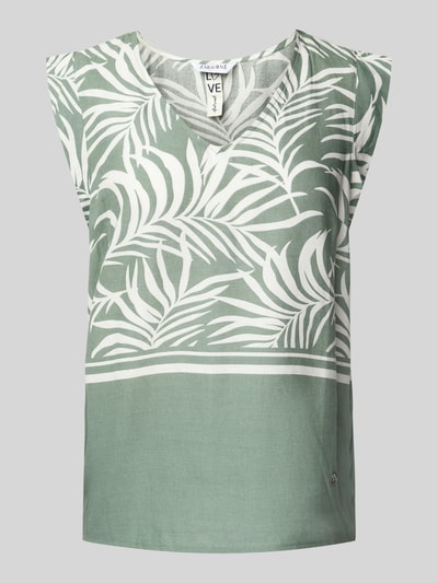 ZABAIONE Regular Fit Blusentop aus Leinen-Baumwoll-Mix Khaki 2