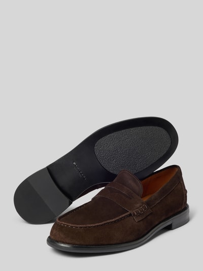 Produktfoto, Loafer aus echtem Veloursleder Modell 'STEVEN' von Vagabond, brązowa skóra zamszowa, zaokrąglony nosek, blokowy obcas, materiał rindsleder