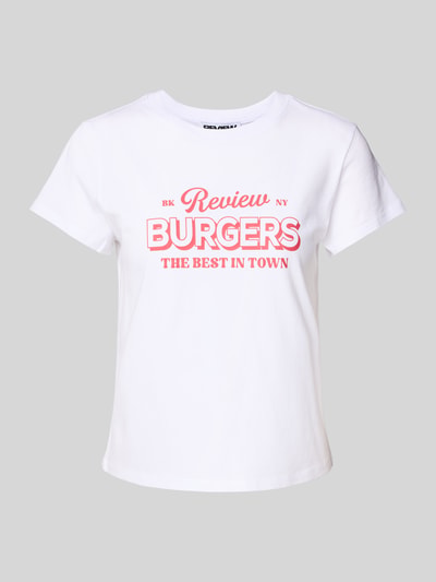 REVIEW T-Shirt mit Label-Print Weiss 2