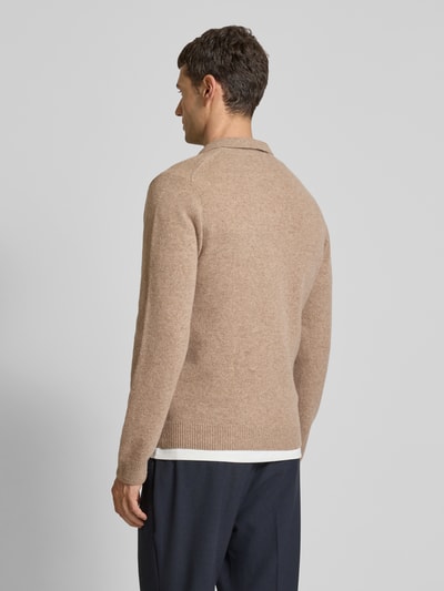 Casual Friday Strickpullover mit gerippten Abschlüssen Modell 'Karl' Camel Melange 5