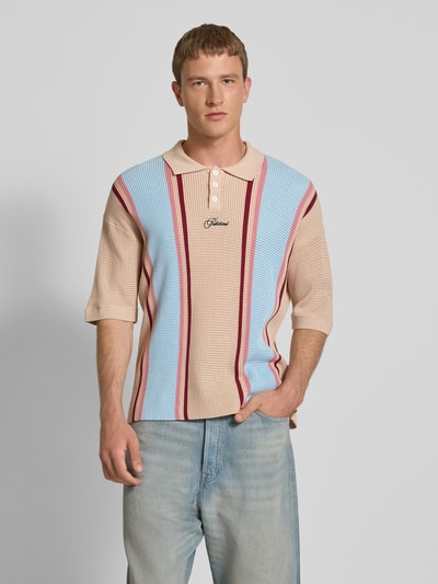 PROHIBITED Relaxed Fit Strick-Poloshirt mit Label-Stitching Hellblau 4