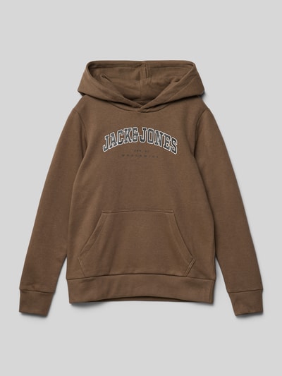 Jack & Jones Loose Fit Hoodie mit Känguru-Tasche Modell 'CALEB' Hellbraun 1