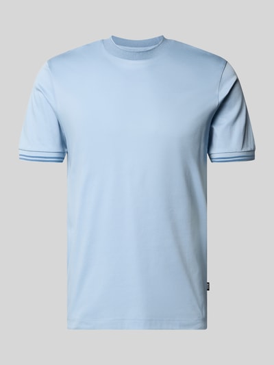 Productfoto, lichtblauw Slim Fit T-Shirt uit pure katoen model 'H-TESSLER 238' van BOSS, effen look, ronde hals, korte mouw, contrasterende naden