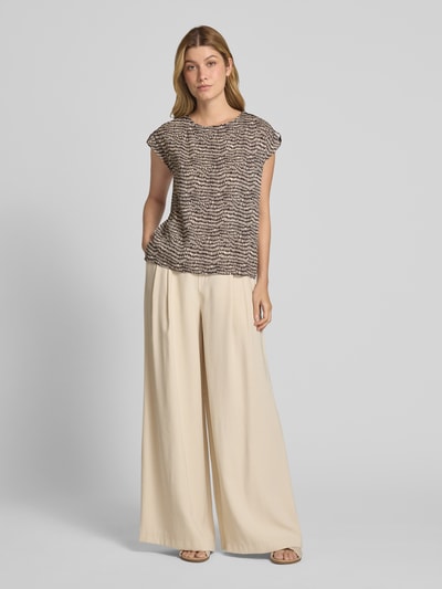 OPUS Regular fit blousetop van pure viscose, model 'Ferena splash' Donkerbruin - 1