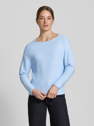 s.Oliver RED LABEL Regular Fit Strickpullover aus Baumwoll-Mix mit Raglanärmeln Hellblau 4