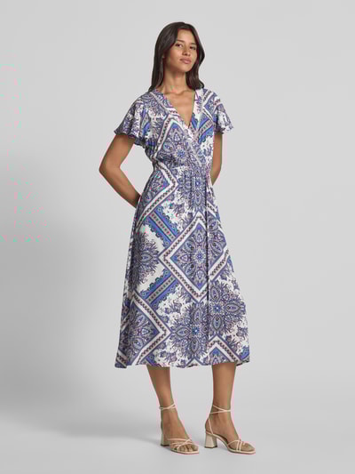 Apricot Midikleid mit V-Ausschnitt Marine 1