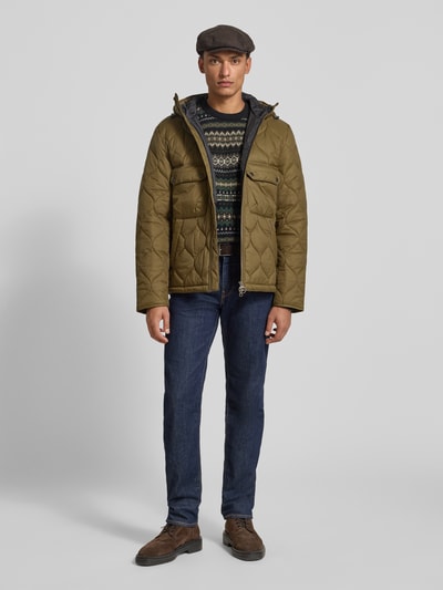 Barbour Regular fit gewatteerd jack met capuchon en tunnelkoord Olijfgroen - 1