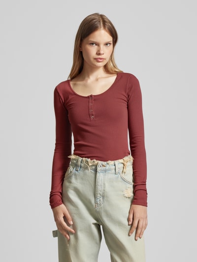 Pieces T-shirt met lange mouwen en boothals Bordeaux - 4