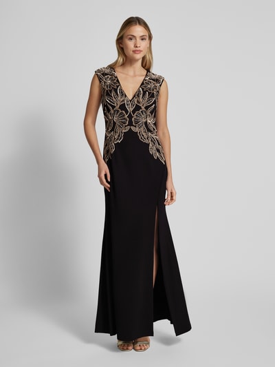 Adrianna Papell Abendkleid mit V-Ausschnitt und Pailletten Black 4