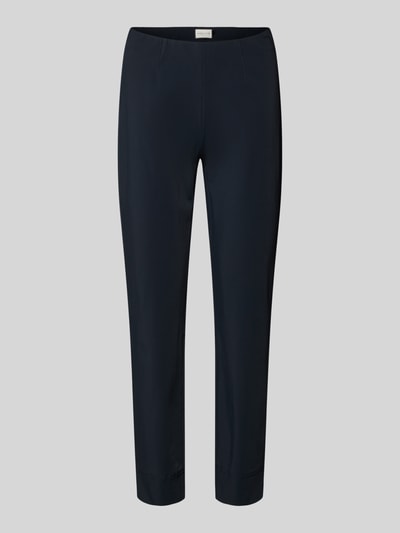 Productfoto, stoffen broek van materiaalmix met katoen, slim fit, elastische band, model 'SABRINA' van SEDUCTIVE, dames, donkerblauw