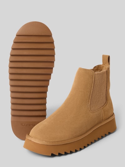 Tamaris Boots aus Rindsnappa mit Profilsohle Cognac 4