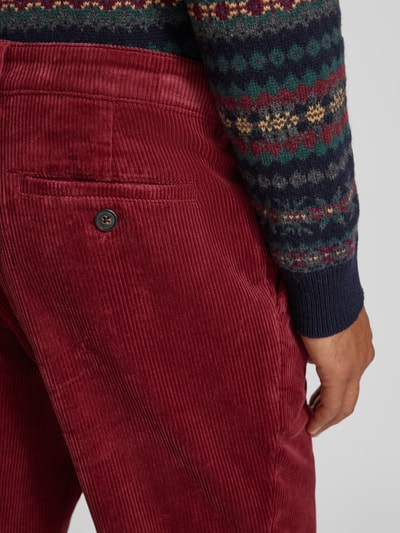 Christian Berg Men Straight fit corduroy broek met Franse steekzakken Kersenrood - 3