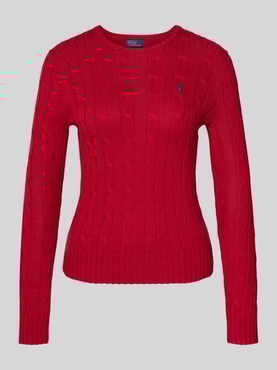 Polo Ralph Lauren Gebreide pullover met labelstitching, model 'JULIANNA' Donkerrood - 2