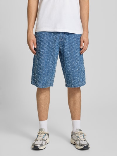 Karl Kani Jeansshorts mit Strukturmuster und Eingrifftaschen Jeansblau 4