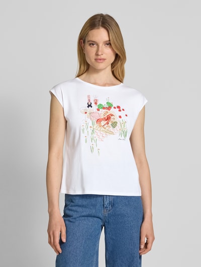 Marc Cain Regular Fit T-Shirt mit Rundhalsausschnitt Weiss 4