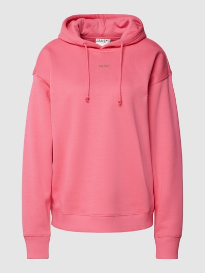 Jake*s Casual Hoodie in effen design Fuchsia - 2