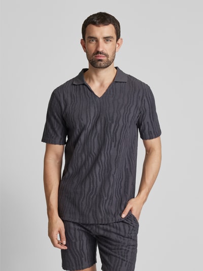 Scotch & Soda Regular fit poloshirt met structuurmotief Zwart - 4